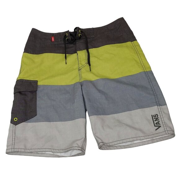 Vans Swim / Board Short Unlined Green / Grey Color Men's Size 30 - Picture 1 of 8